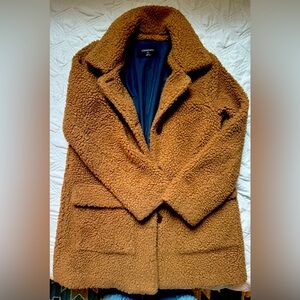 Girls JCrew Teddy Sherpa Coat, Brown, L